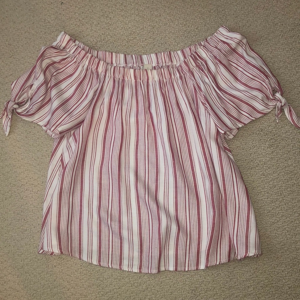 Allison Joy off shoulder top red and cream